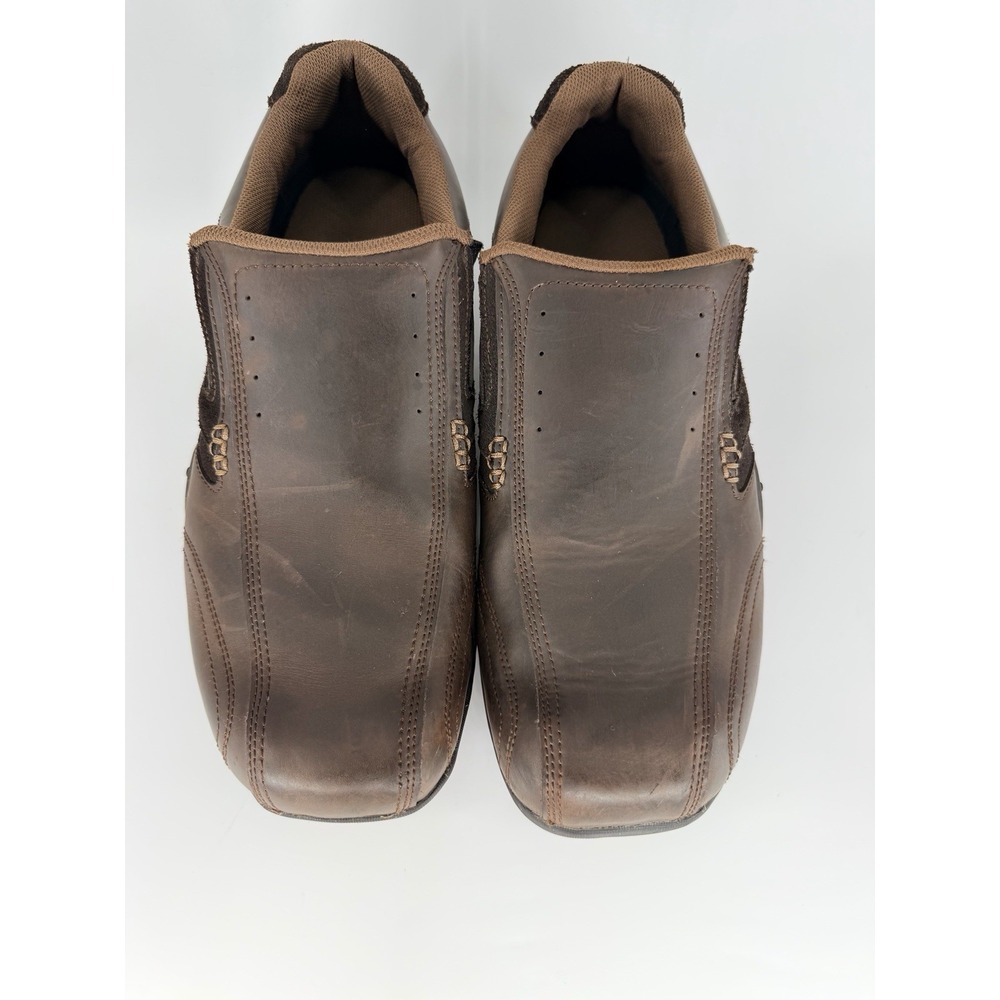 Skechers Shoes Men 12 Brown Slip On Leather  Casual Driving Loafer Style 63383